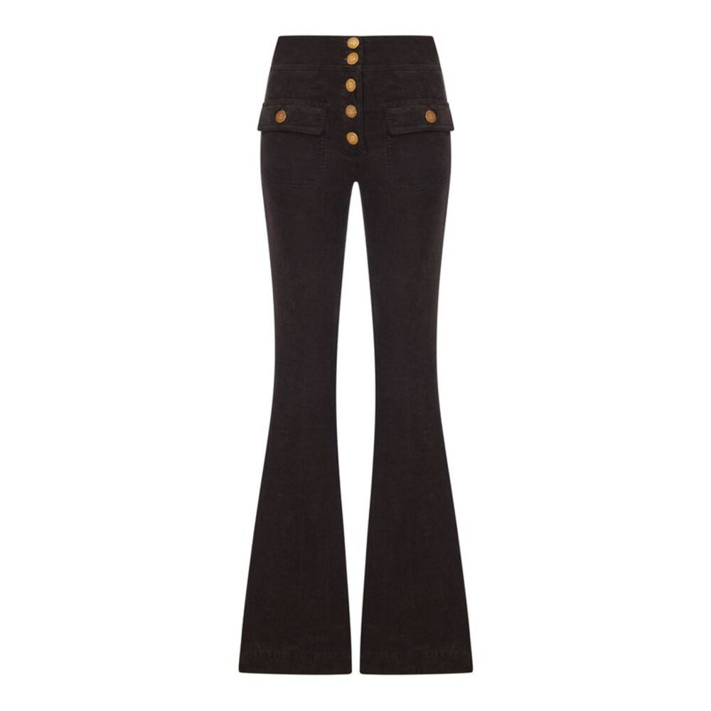 Seafarer Women Corduroy Flared Trousers With Gold Buttons